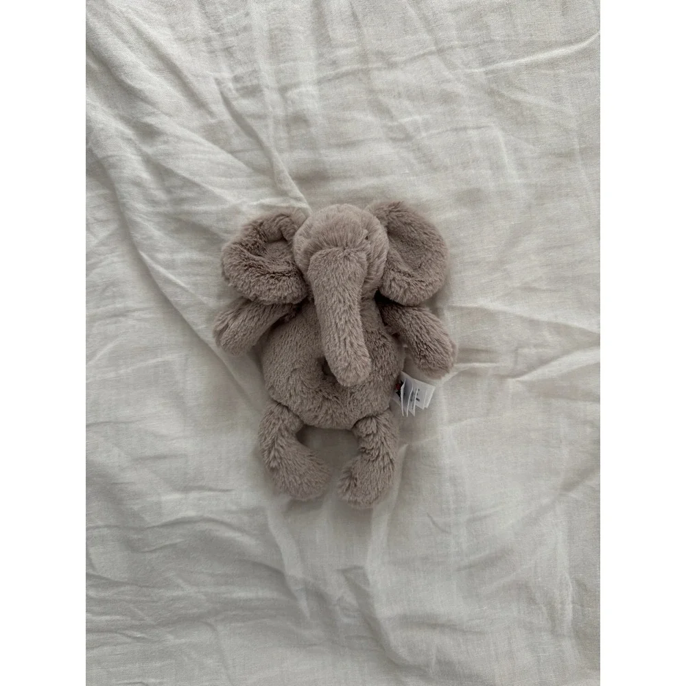 Jellycat Bashful Elephant Baby Rattle Plush Soft Toy Grey Small 7 Inch